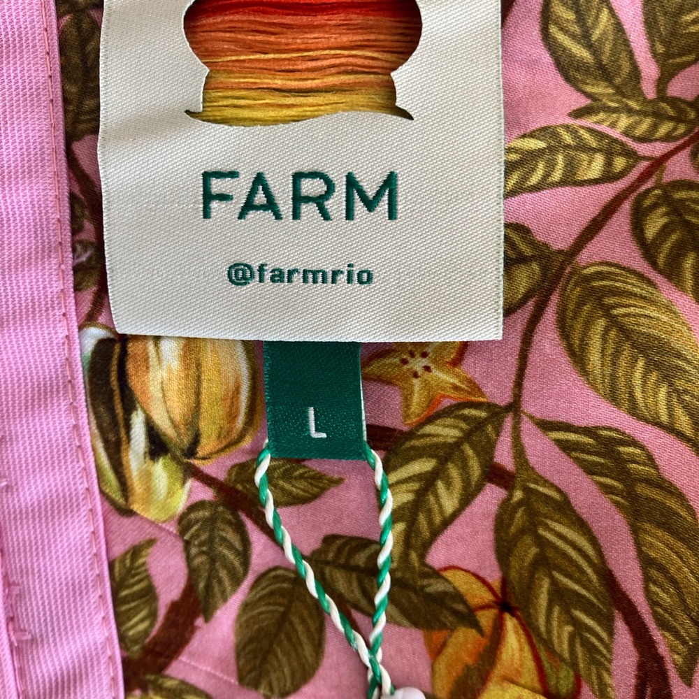 FARM Rio Anthropologie Star Fruit and birds light pink and green bandeau top. - Picture 9 of 14